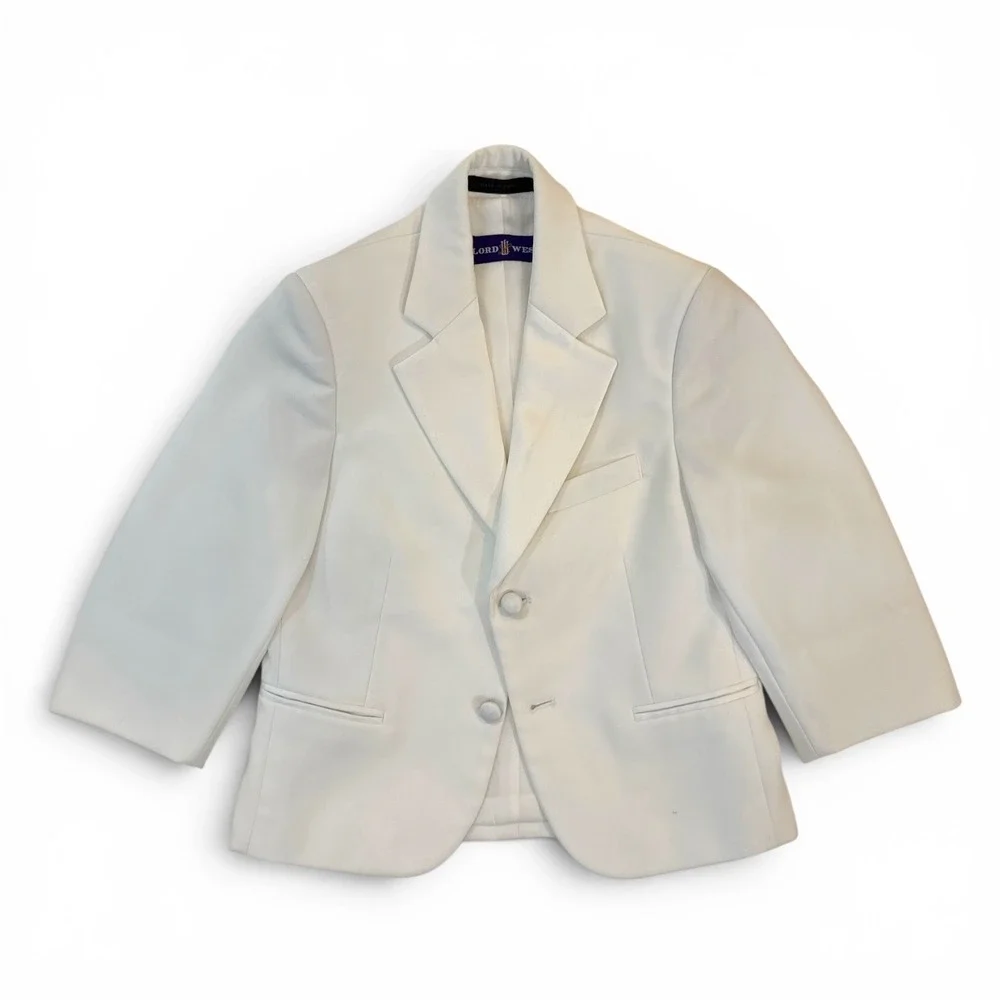Lord West Boys White Formal Tuxedo Dinner Jacket Blazer Two Button Twill